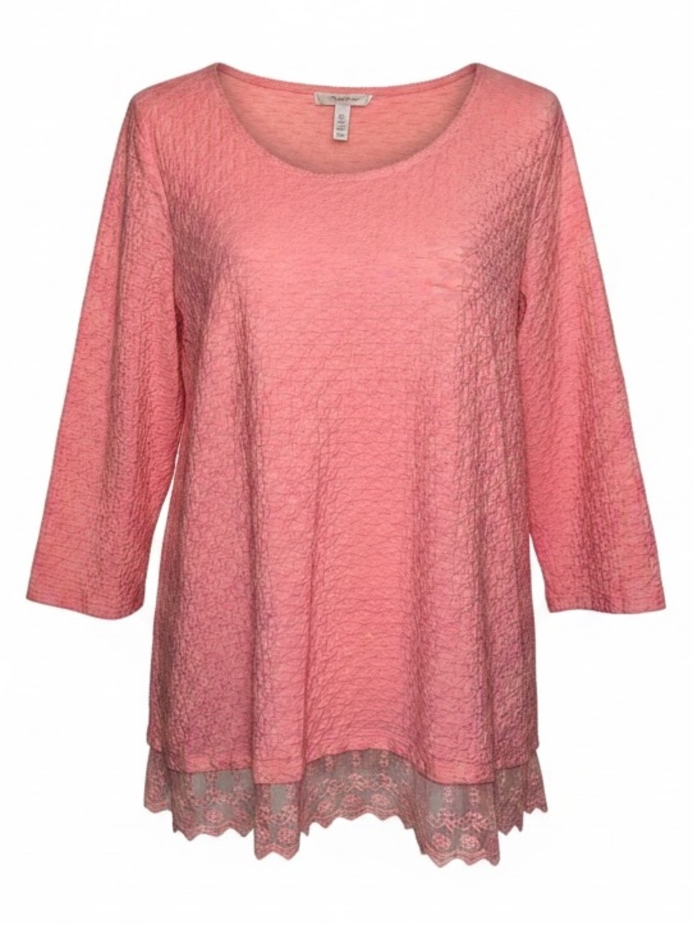 KIM ROGERS Crinkle Textured Top Salmon Pink Size Large